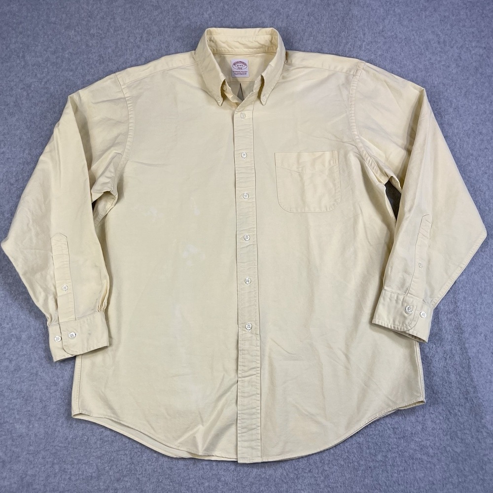 Brooks Brothers Original OCBD Shirt Mens 16 4/5 Yellow Button Down 346 Flaw